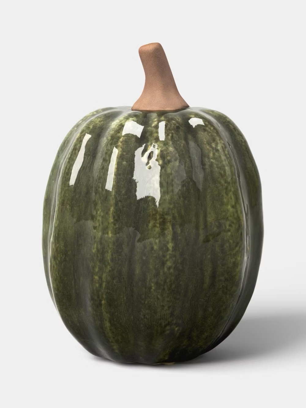 8" Large Green Ceramic Fall Pumpkin - Threshold